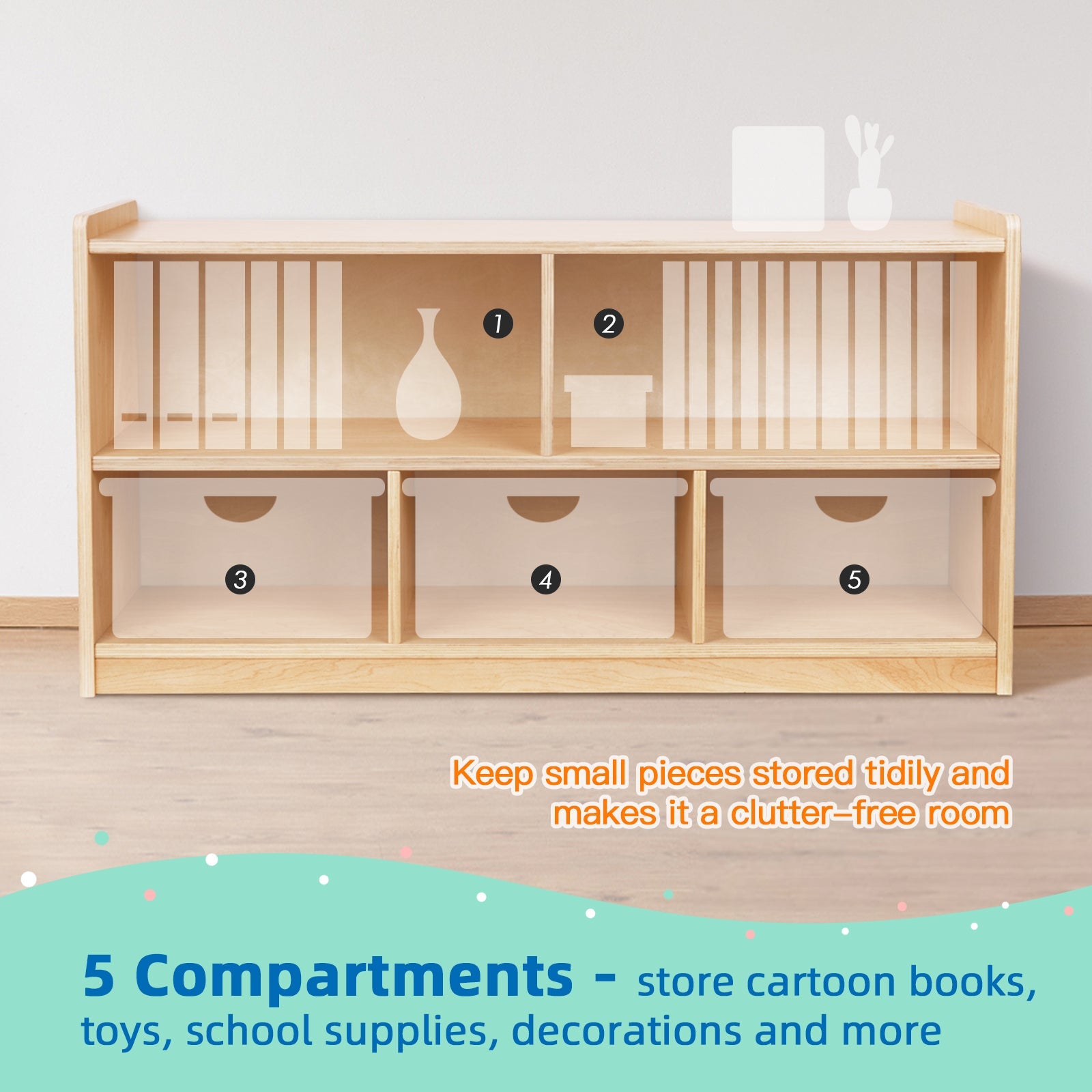 Montessori 5-Section Storage Cabinet