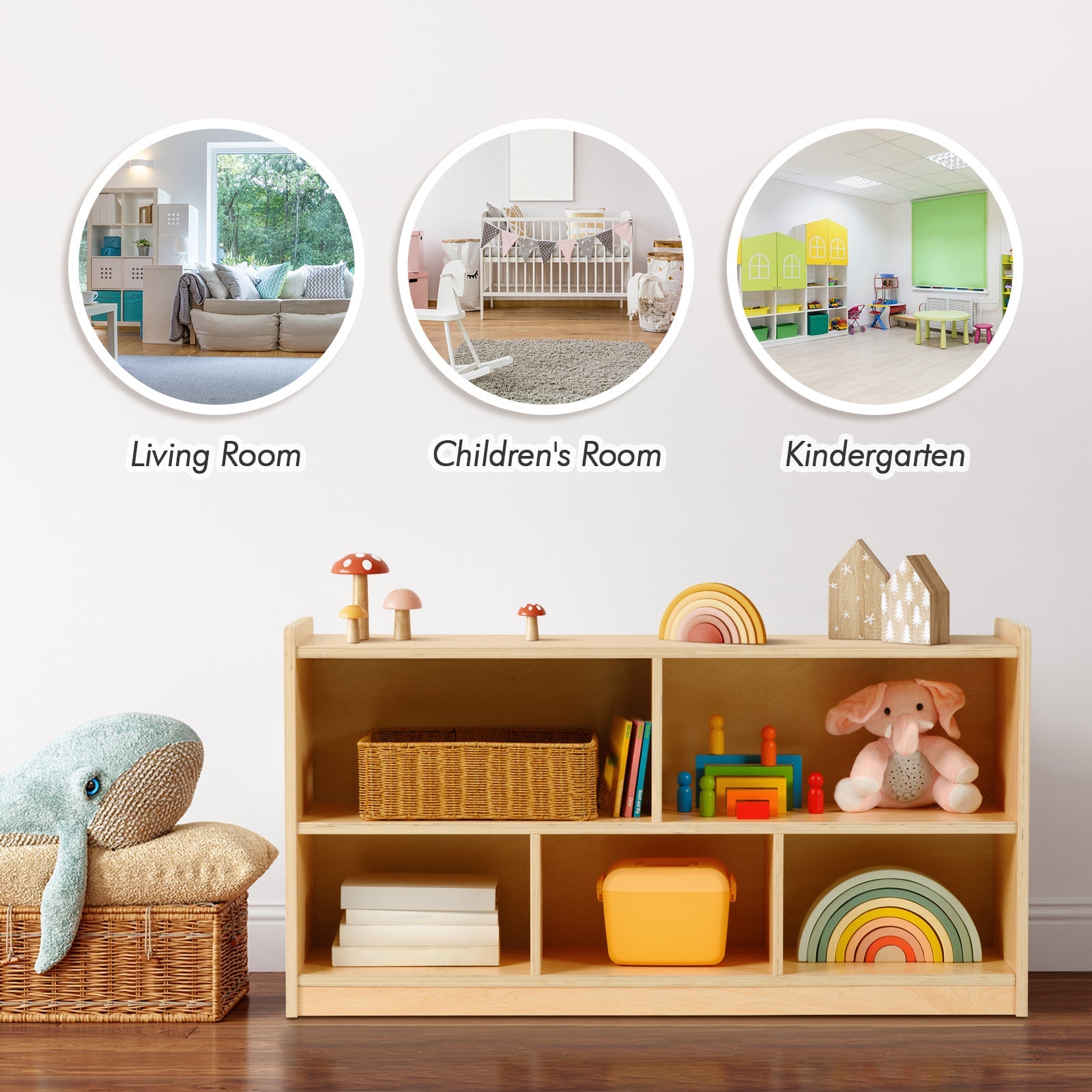 Montessori 5-Section Storage Cabinet