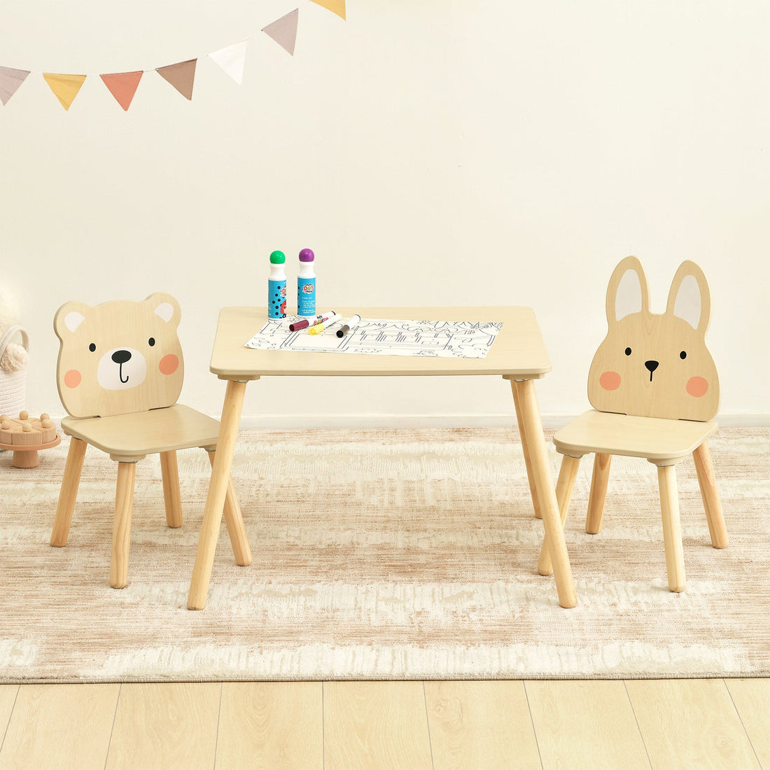 Wooden Kids Table and Chair Set