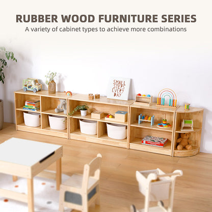 Rubber Wood Montessori Shelf and Toy Storage