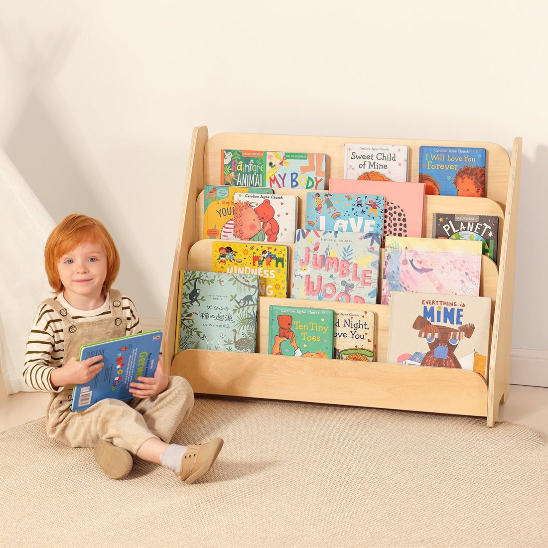 Kids Wooden 4-Tier Bookshelf
