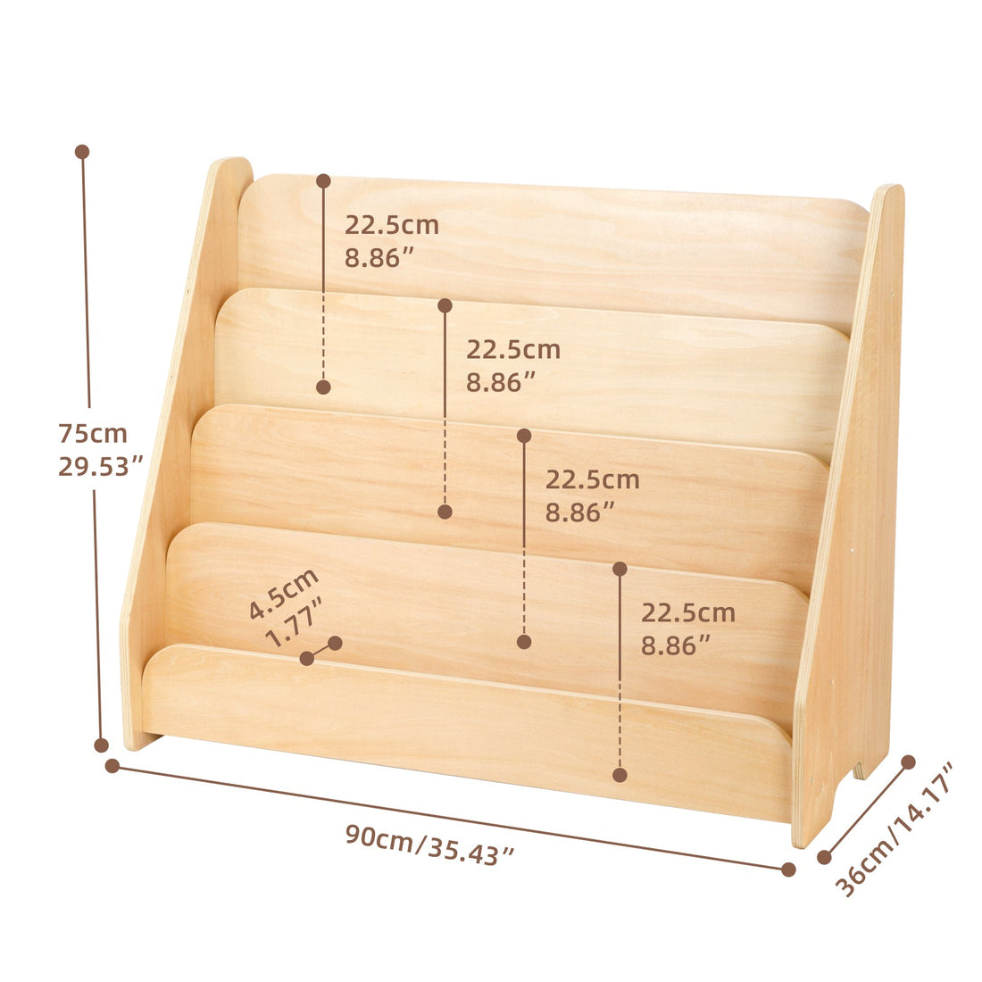 Kids Wooden 4-Tier Bookshelf