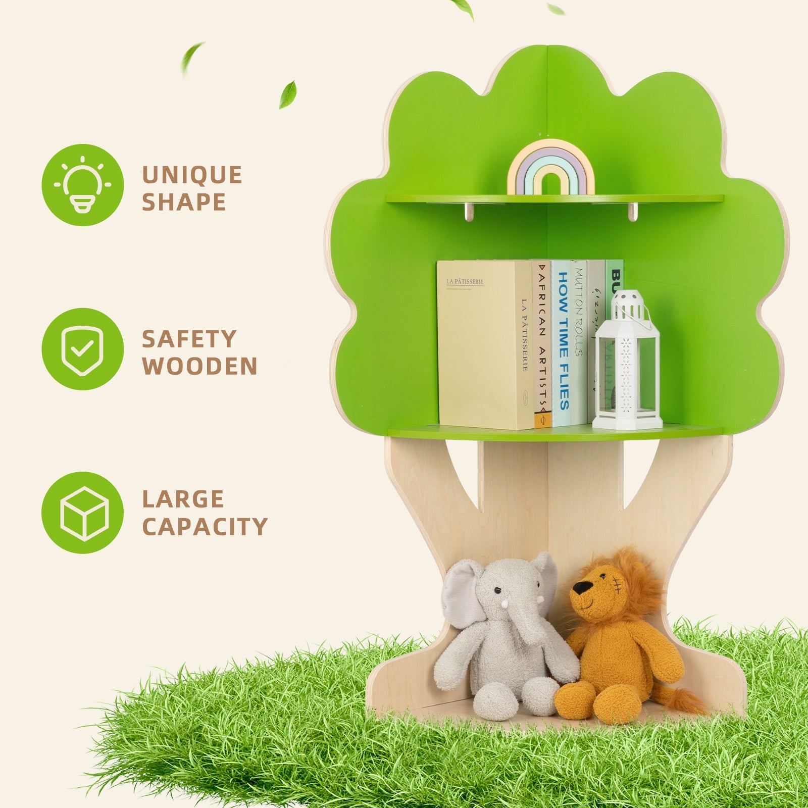 Tree Bookshelf for Kids Reading Nook, Corner Bookcase