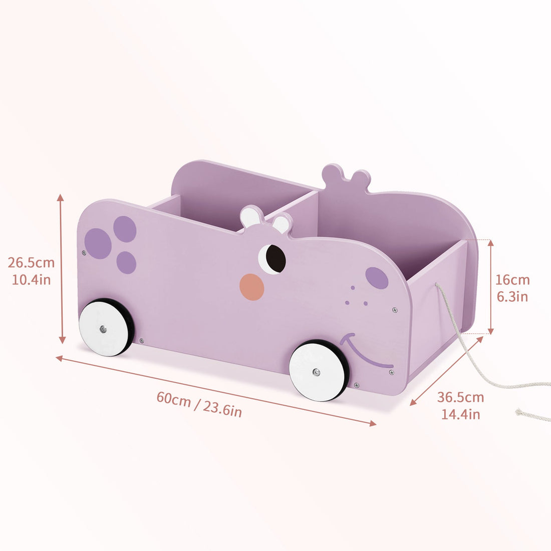 Montessori Toddler Hippo Pull-Out Bookshelf