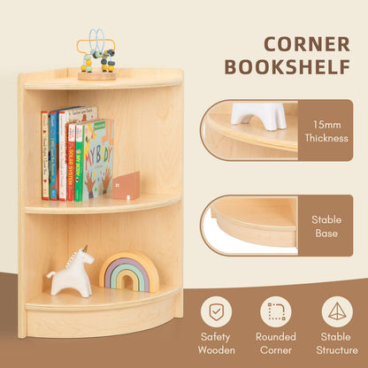 Wood Corner Cabinet, 2-Tier Toy Organizers and Storage