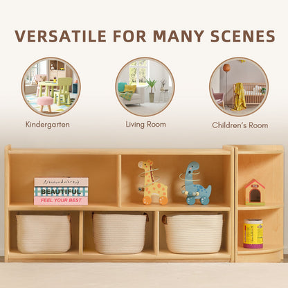 Wood Corner Cabinet, 2-Tier Toy Organizers and Storage