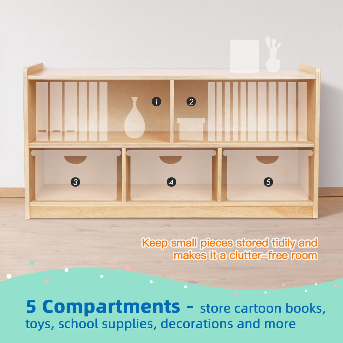 Montessori  5-Section Storage Cabinet