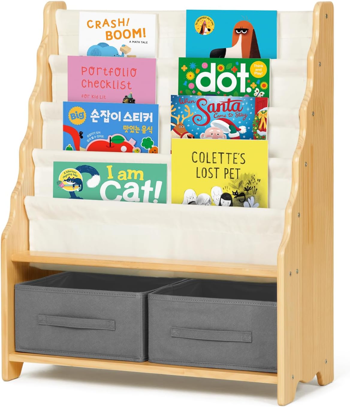 Tiered Bookshelf with Storage Cubby
