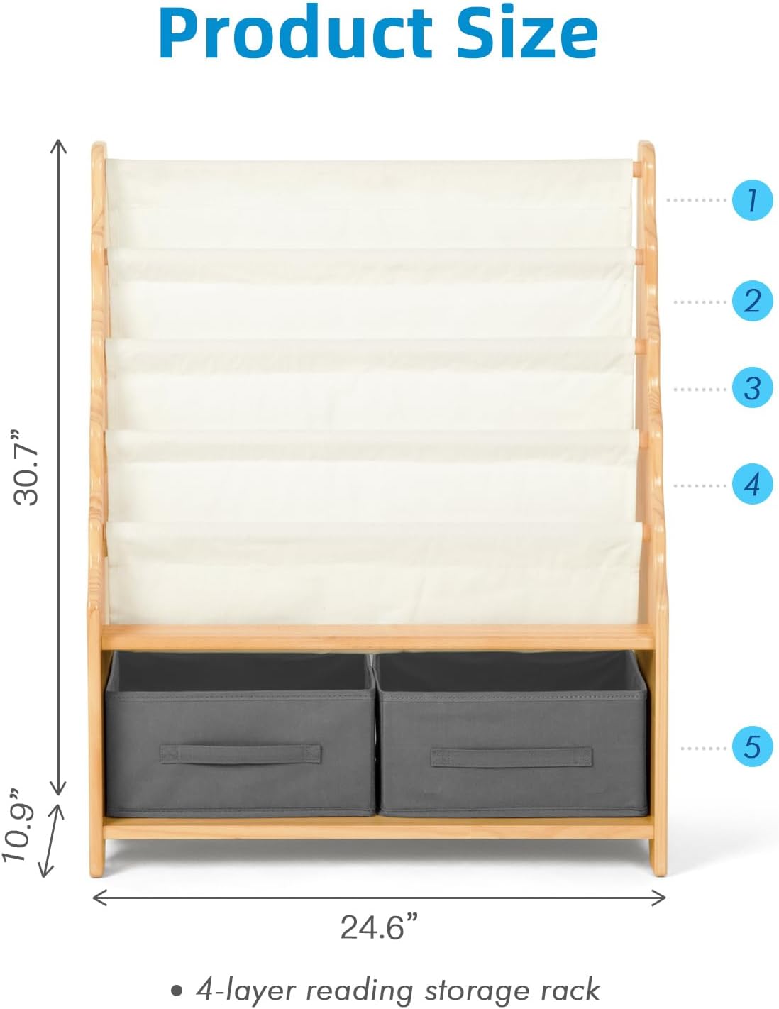 Tiered Bookshelf with Storage Cubby