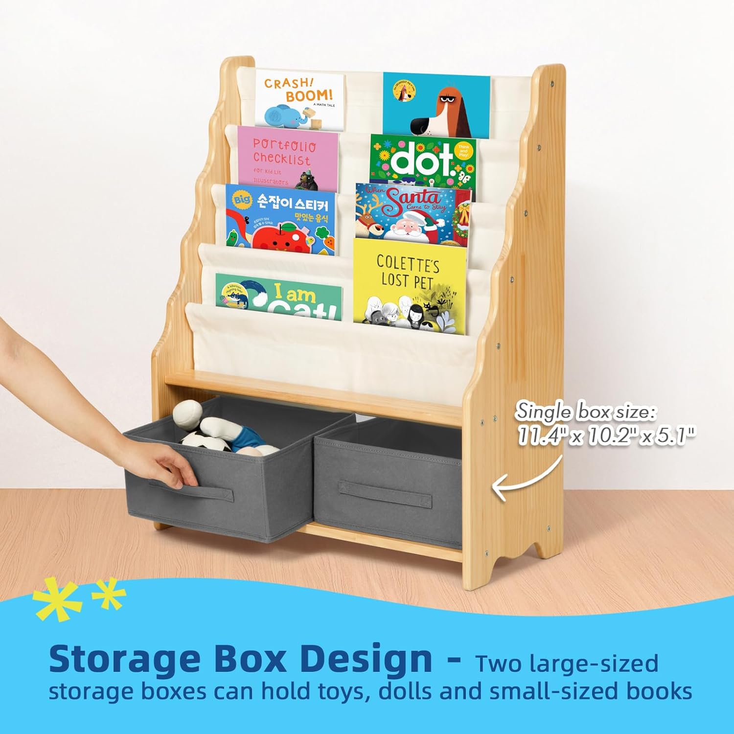 Tiered Bookshelf with Storage Cubby