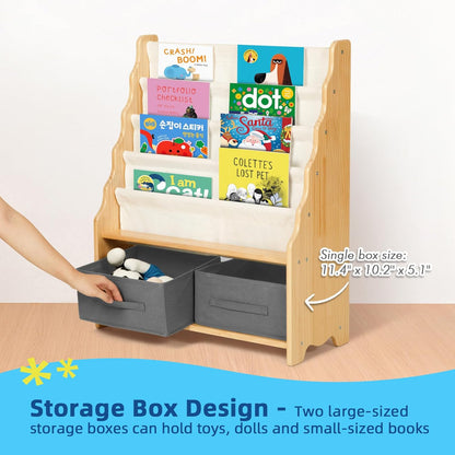 Tiered Bookshelf with Storage Cubby