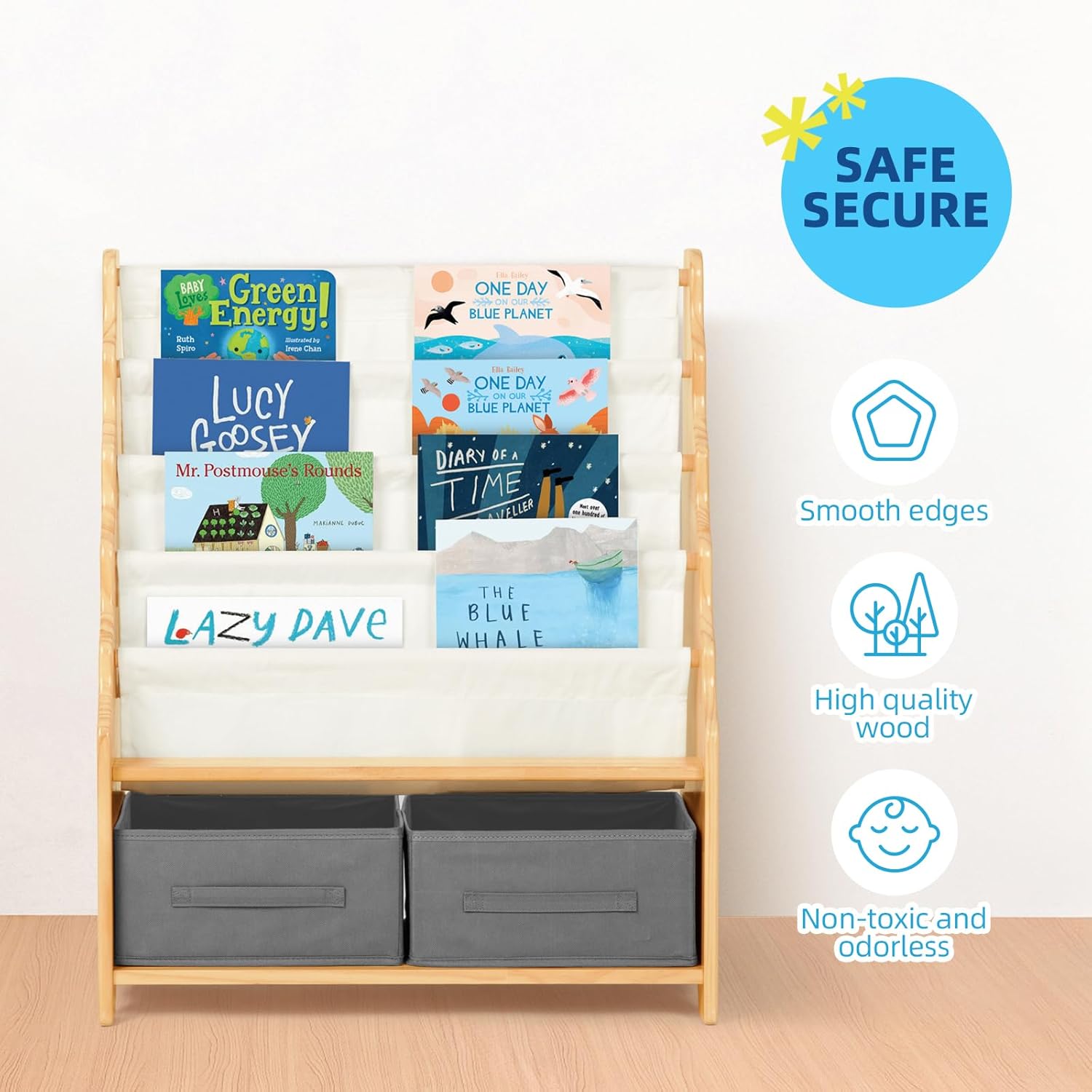 Tiered Bookshelf with Storage Cubby