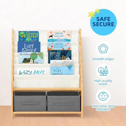 Tiered Bookshelf with Storage Cubby