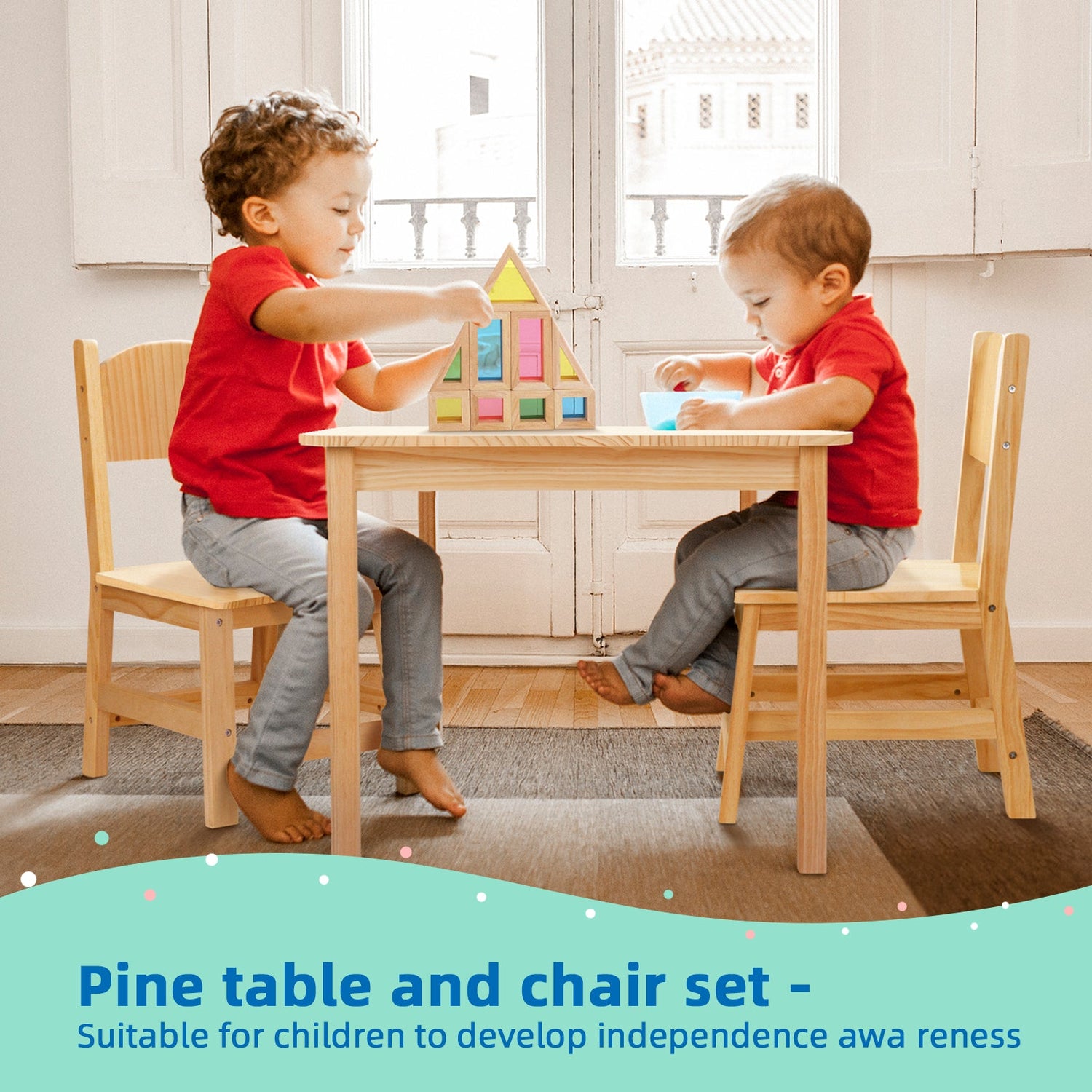 Solid Wooden Kids Table and Chair Set