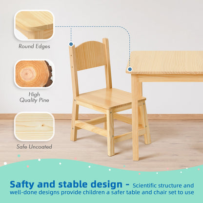 Solid Wooden Kids Table and Chair Set