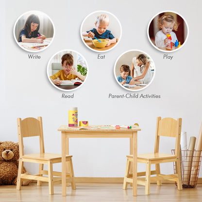 Solid Wooden Kids Table and Chair Set