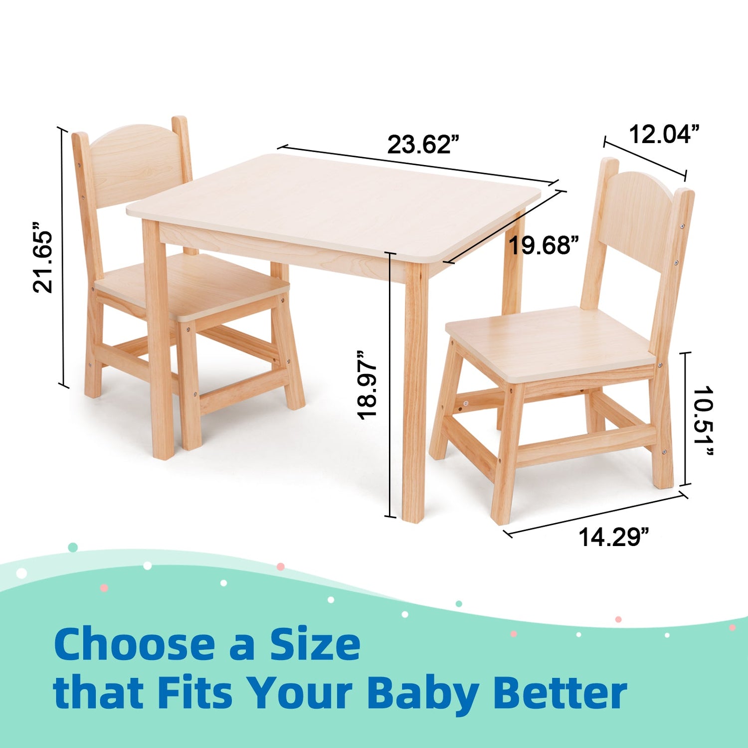 Wood Kids Table and Chairs Set